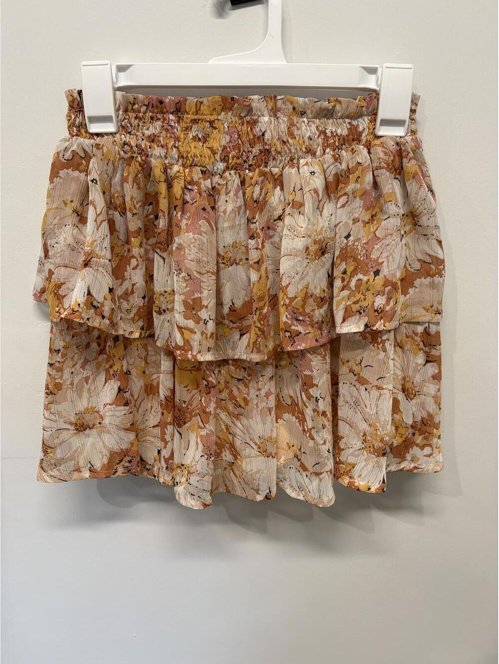 Pink Lily Women’s Floral Tiered Ruffle Mini Skirt XS